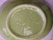 RARE MARCREST Stoneware Banded Divided Dish Bowl Pastel Green